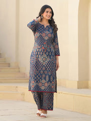 Printed Cotton Blend Kurta With Pants