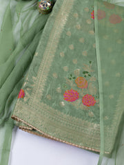 Woven Work Chanderi Unstitched Suit With Dupatta