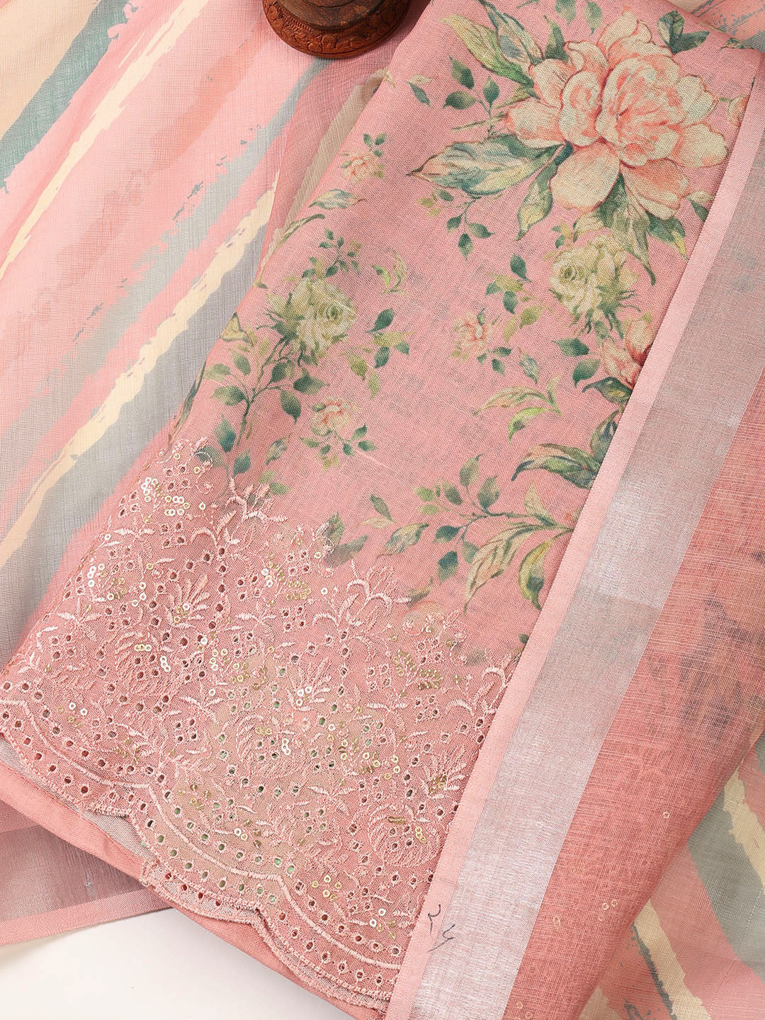 Printed Linen Unstitched Suit Piece With Dupatta