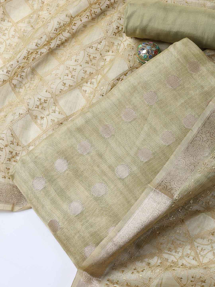 Woven Tissue Unstitched Suit With Dupatta
