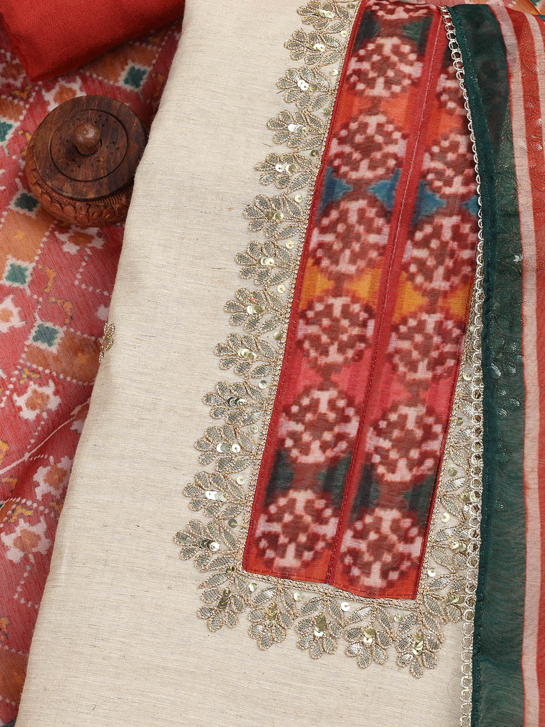 Printed Linen Unstitched Suit With Dupatta