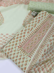 Neck Work Cotton Blend Unstitched Suit With Dupatta
