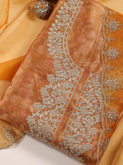 Neck Embroidered Tissue Unstitched Suit With Dupatta