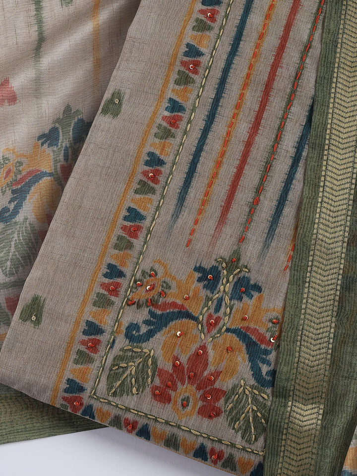 Woven Chanderi Unstitched Suit With Dupatta
