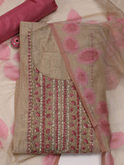 Kantha Work Chanderi Unstitched Suit Piece With Dupatta