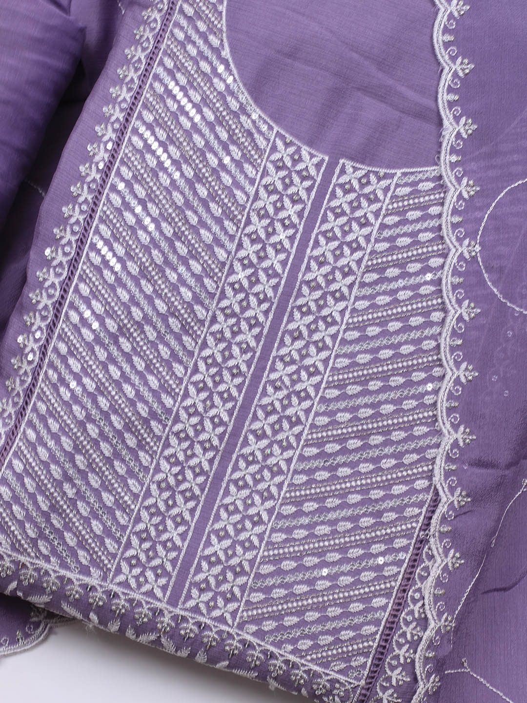 Embroidered Art Silk Unstitched Suit Piece With Dupatta