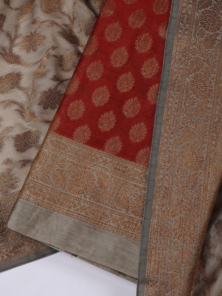 Banarasi Chanderi Unstitched Suit With Dupatta