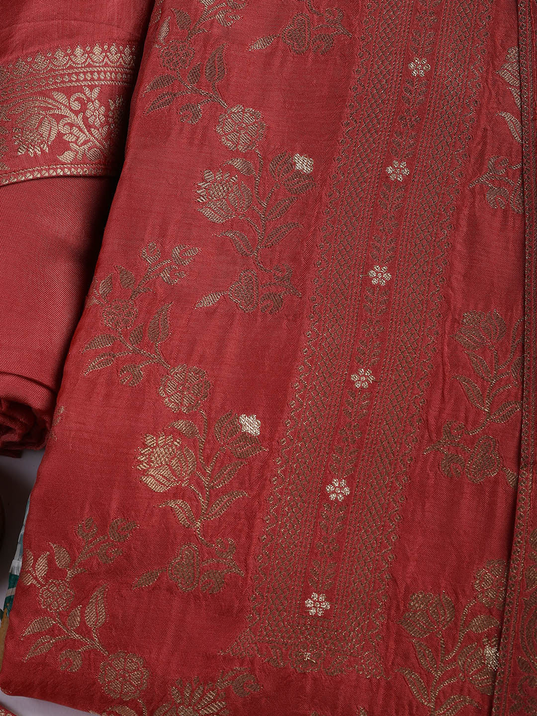 Embroidered Chanderi Unstitched Suit Piece With Dupatta