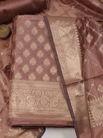 Floral Woven Chanderi Unstitched Suit With Dupatta