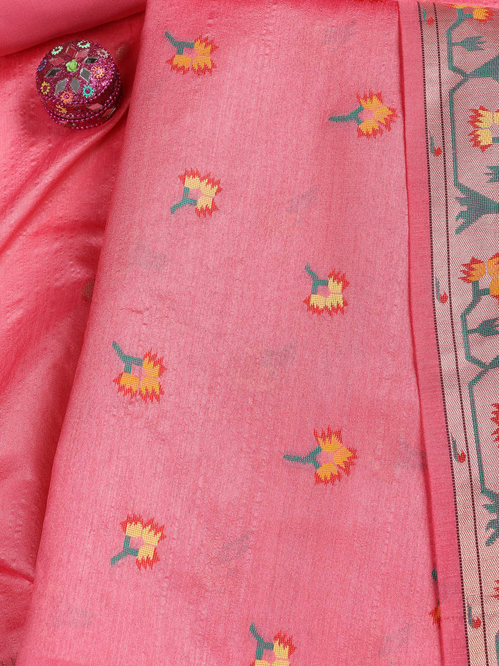Woven Chanderi Unstitched Suit Piece With Dupatta