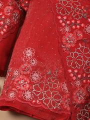Embroidered Chinon Unstitched Suit With Dupatta