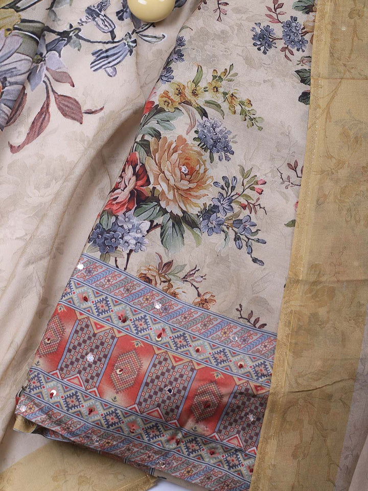 Printed Muslin Unstitched Suit With Dupatta