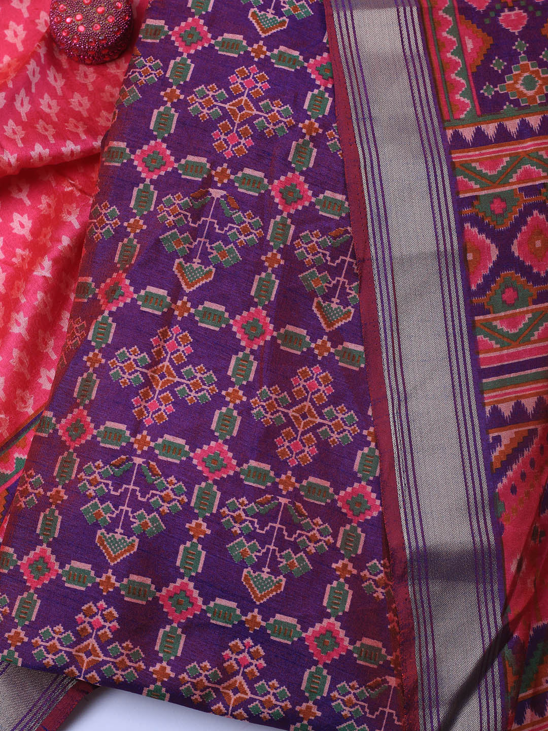Art Silk Unstitched Suit Piece With Dupatta