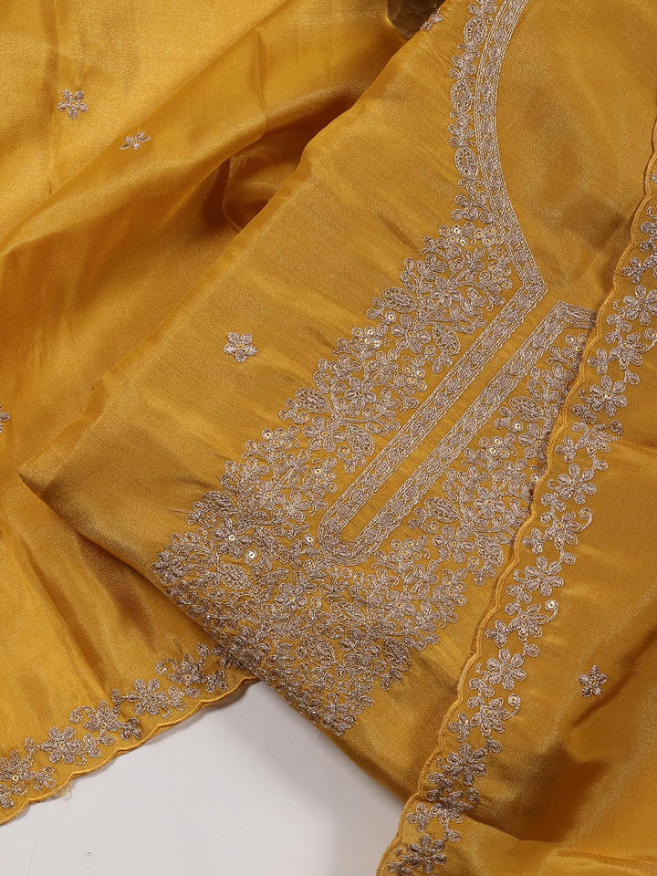 Neck Embroidered Tissue Unstitched Suit With Dupatta
