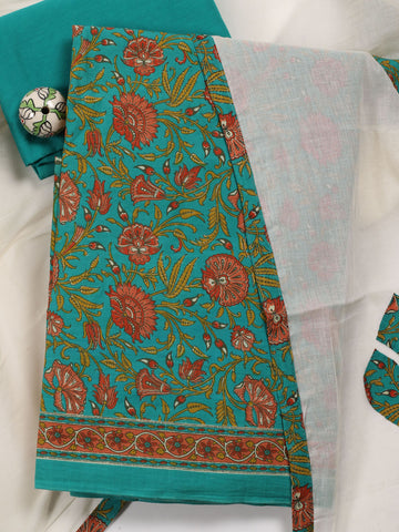 Printed Cotton Unstitched Suit With Dupatta