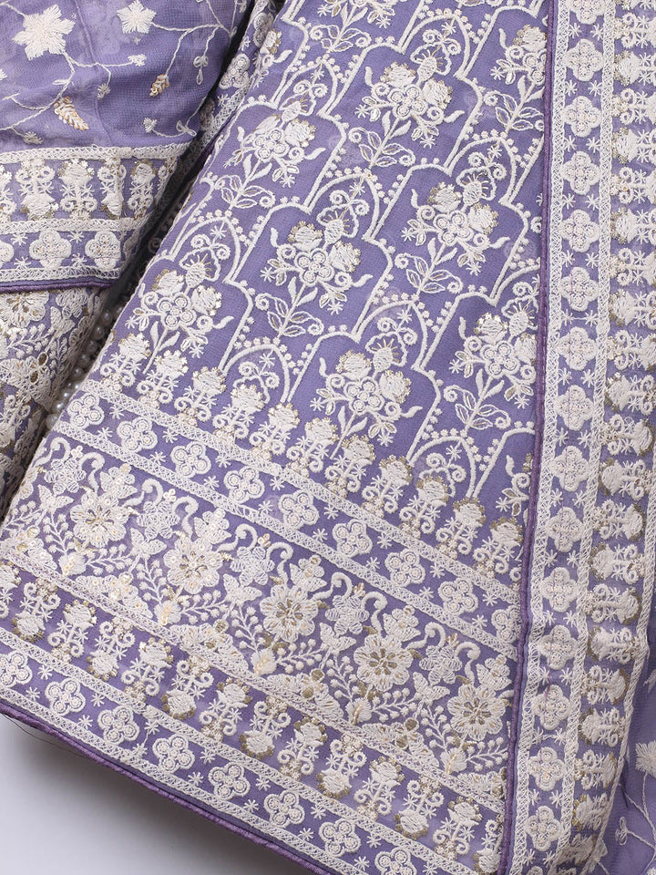 Embroidered Georgette Unstitched Suit Piece With Dupatta
