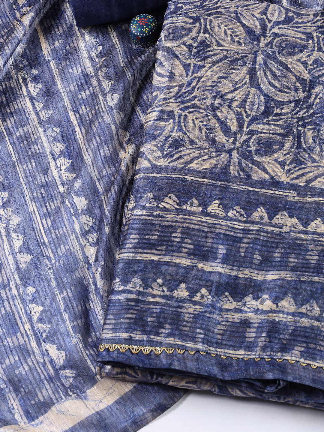 Printed Chanderi Unstitched Suit Piece With Dupatta