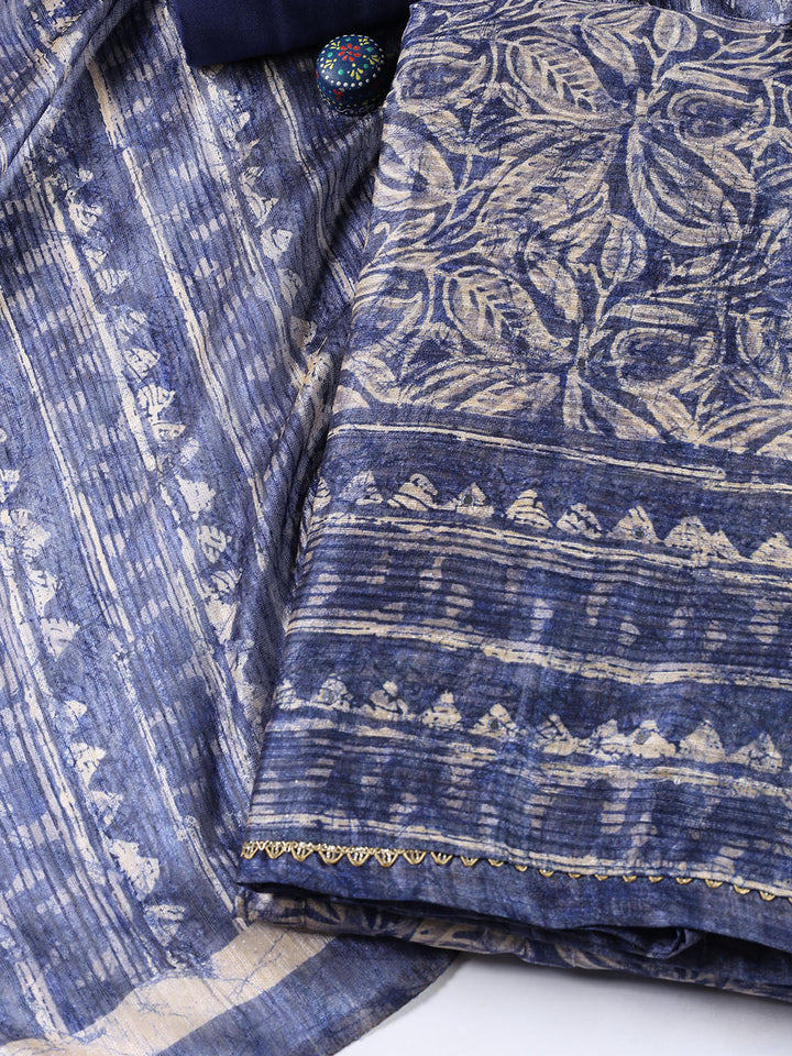 Printed Chanderi Unstitched Suit Piece With Dupatta