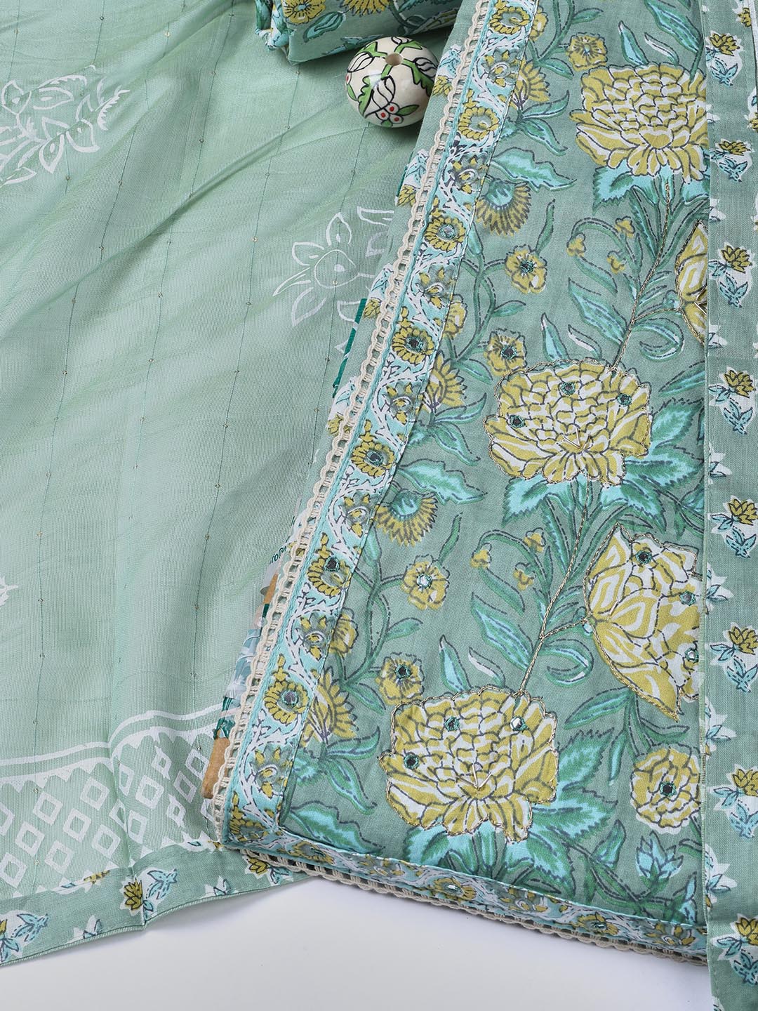 Printed Cotton Blend Unstitched Suit With Dupatta