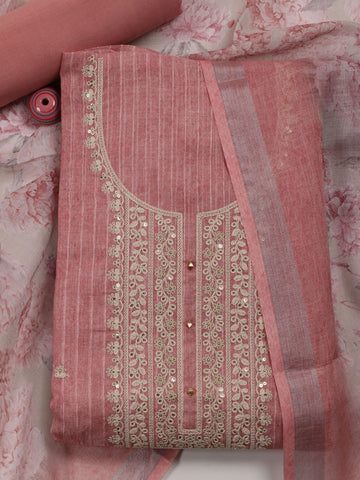 Neck Embroidered Tissue Unstitched Suit With Dupatta