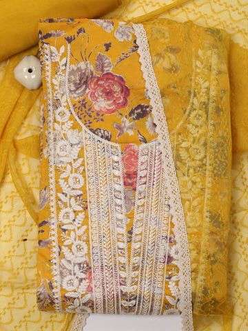 Neck Embroidery Cotton  Unstitched Suit With Dupatta