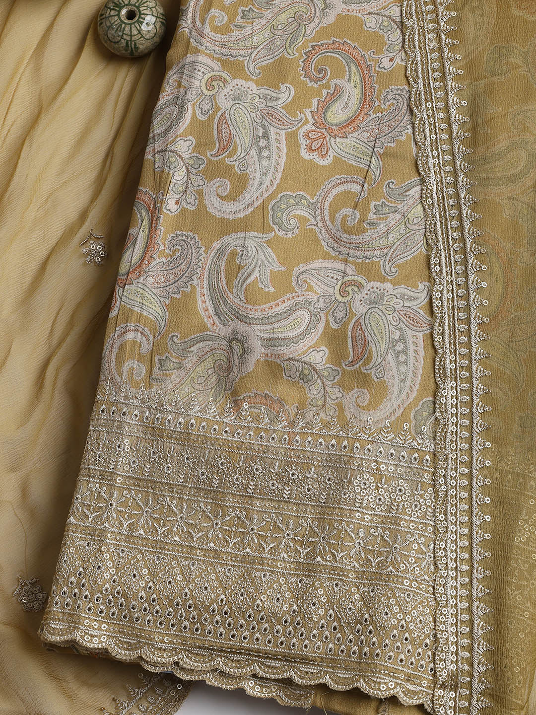 Embroidered Muslin Unstitched Suit With Dupatta