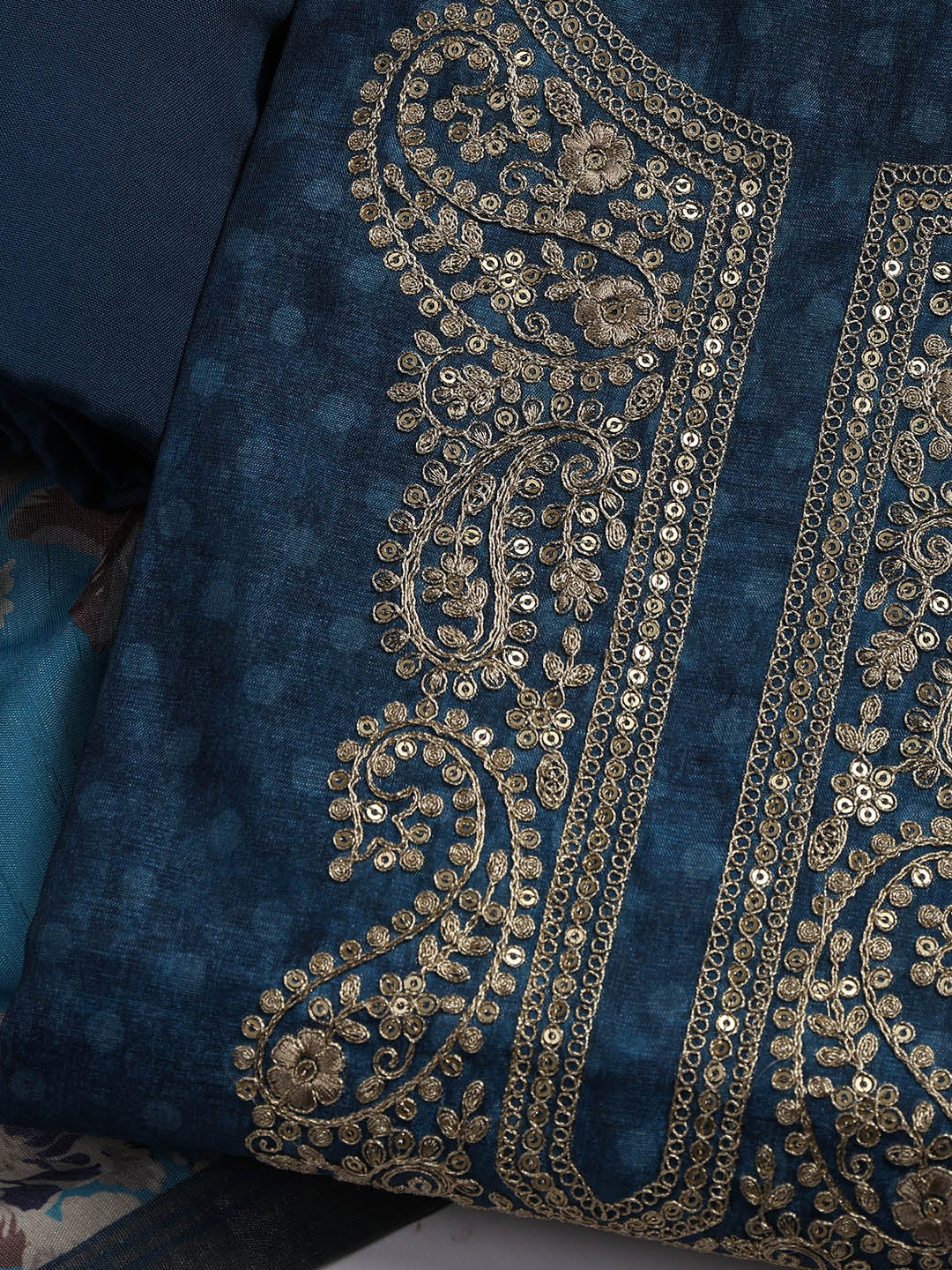 Embroidered Chanderi Unstitched Suit Piece With Dupatta