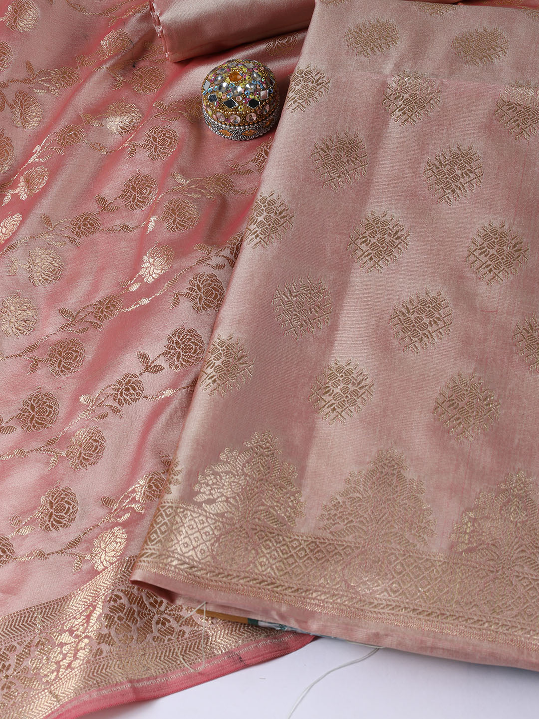Woven Chanderi Unstitched Suit Piece With Dupatta