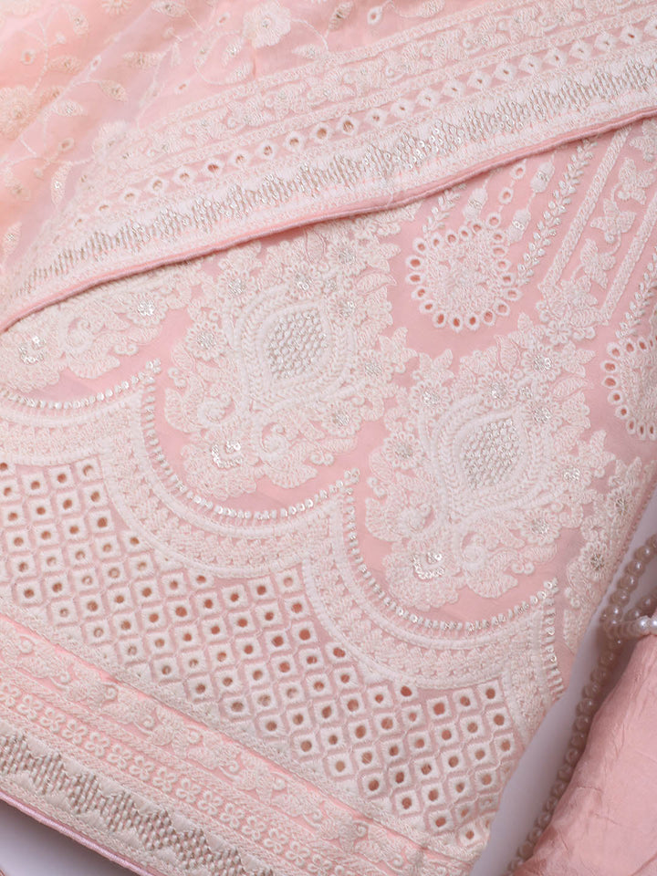 Embroidered Georgette Unstitched Suit Piece With Dupatta