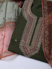 Embroidery Chanderi Unstitched Suit With Dupatta