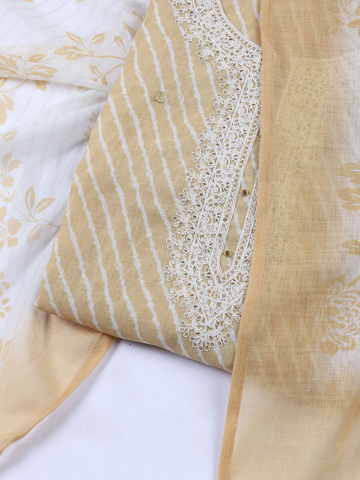 Floral Printed Linen Unstitched Suit With Dupatta