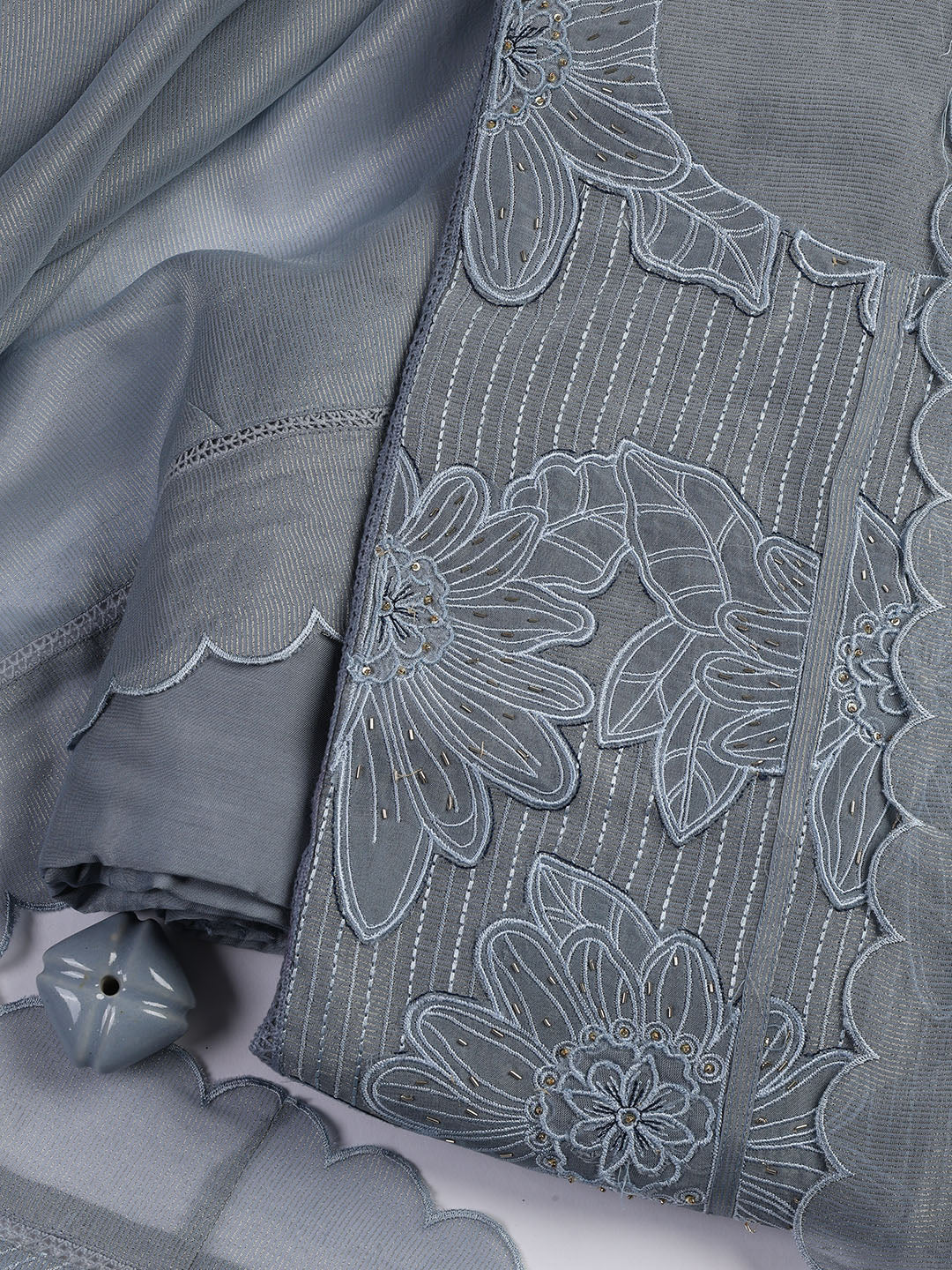 Embroidery Tissue Unstitched Suit With Dupatta
