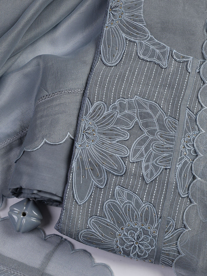 Embroidery Tissue Unstitched Suit With Dupatta