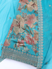 Neck Embroidered Tissue Unstitched Suit With Dupatta