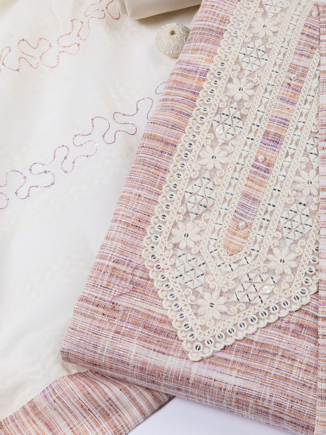 Neck Embroidery Cotton Unstitched Suit With Dupatta
