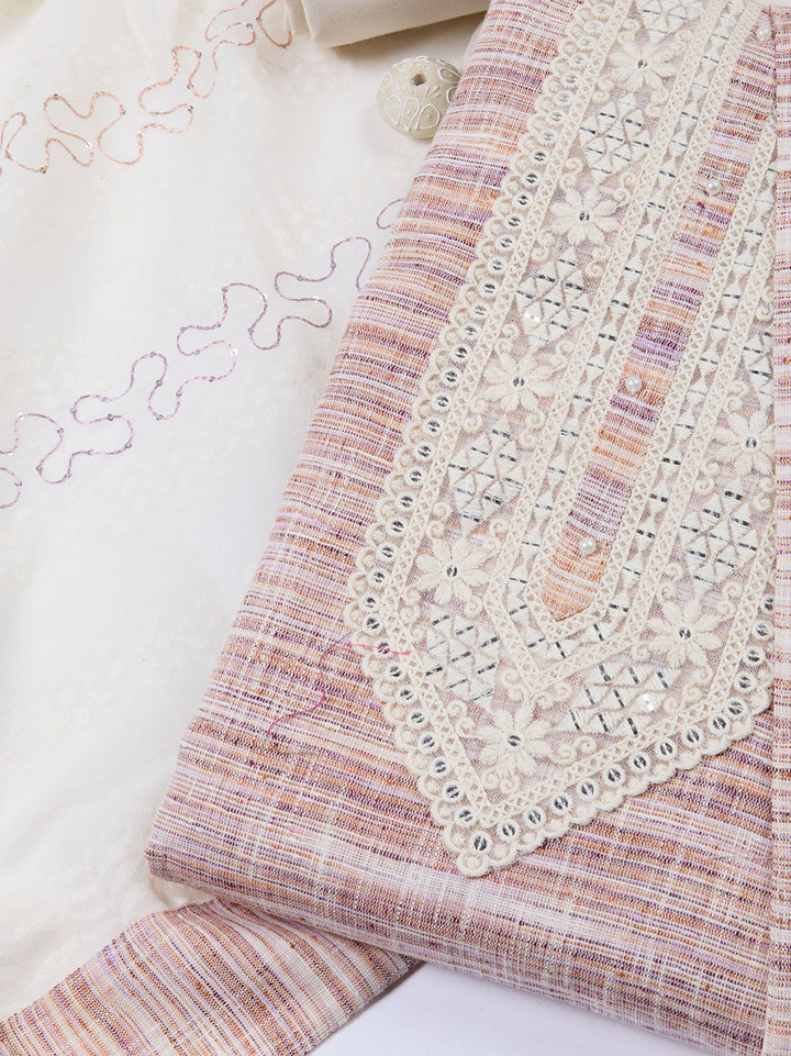 Neck Embroidery Cotton Unstitched Suit With Dupatta