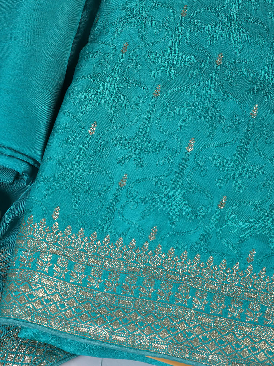 Embroidery Chanderi Unstitched Suit With Dupatta