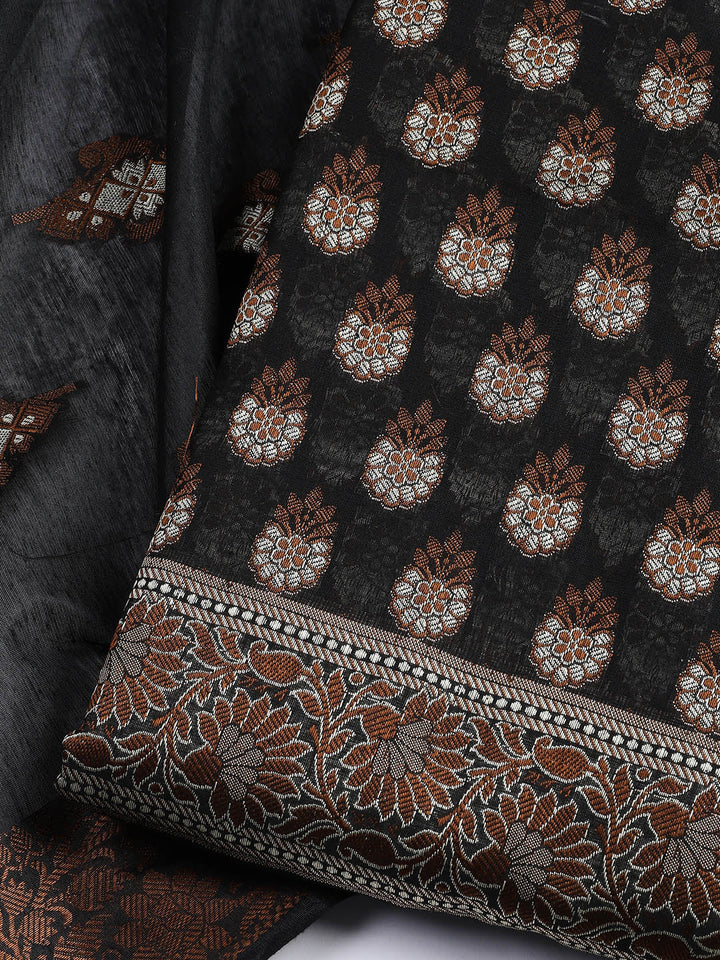 Woven Chanderi Unstitched Suit With Dupatta