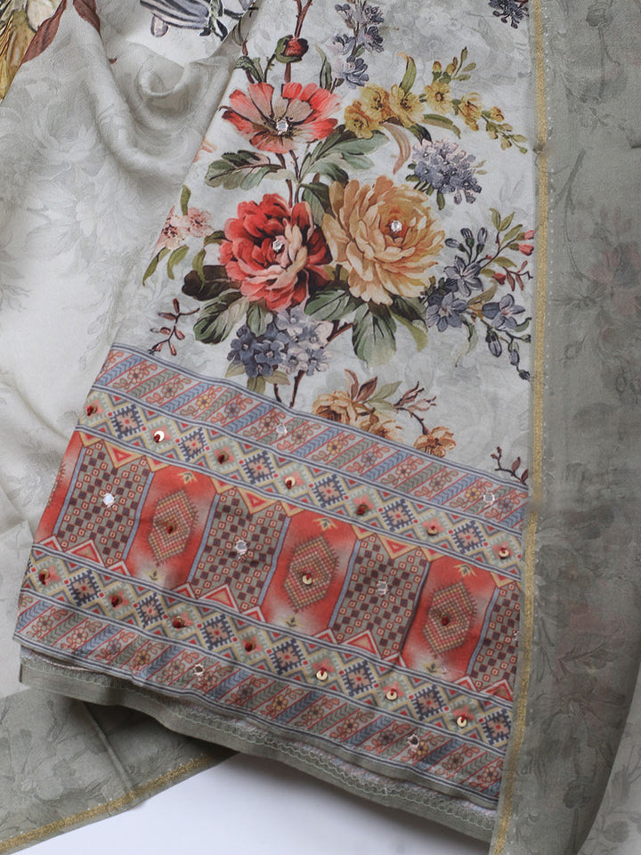 Printed Muslin Unstitched Suit With Dupatta