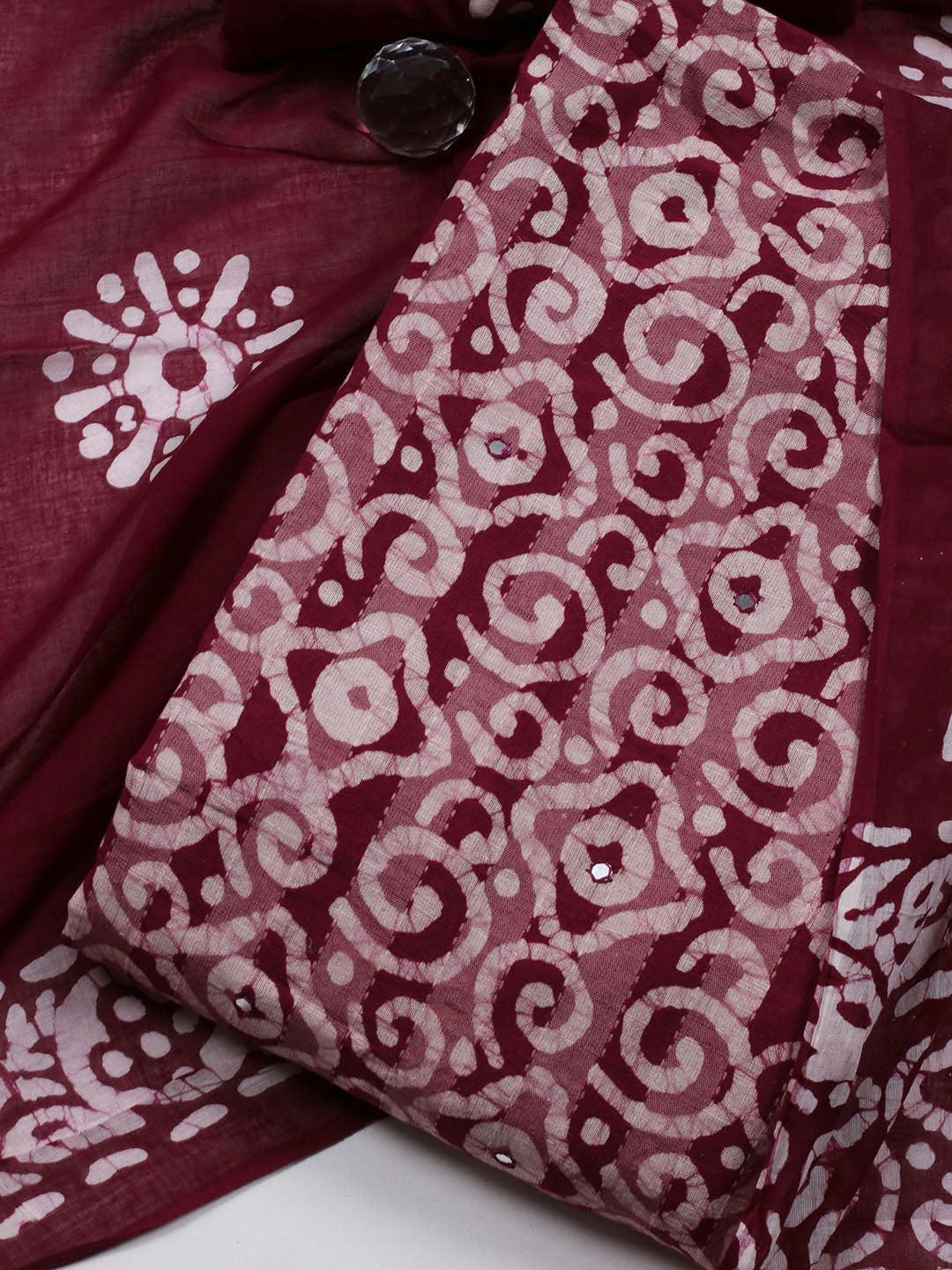 Printed Cotton Blend Unstitched Suit With Dupatta