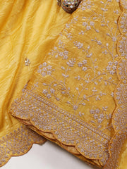 Embroidered OrganzaUnstitched Suit Piece With Dupatta