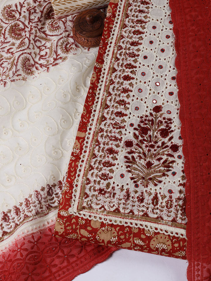 Neck Patti Cotton BlendUnstitched Suit Dupatta