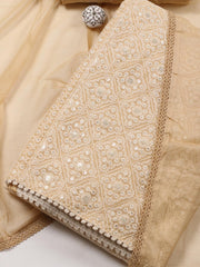 Embroidered Chanderi Unstitched Suit Piece With Dupatta