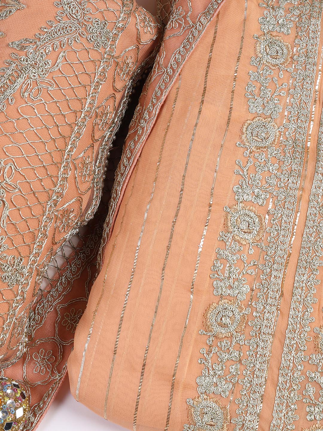 Embroidered Georgette Unstitched Suit Piece With Dupatta