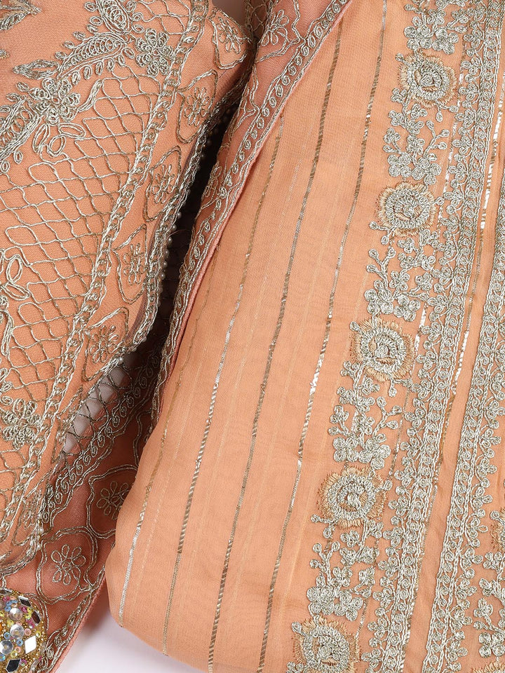 Embroidered Georgette Unstitched Suit Piece With Dupatta