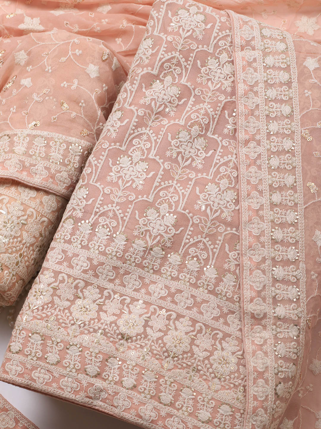 Embroidered Georgette Unstitched Suit Piece With Dupatta