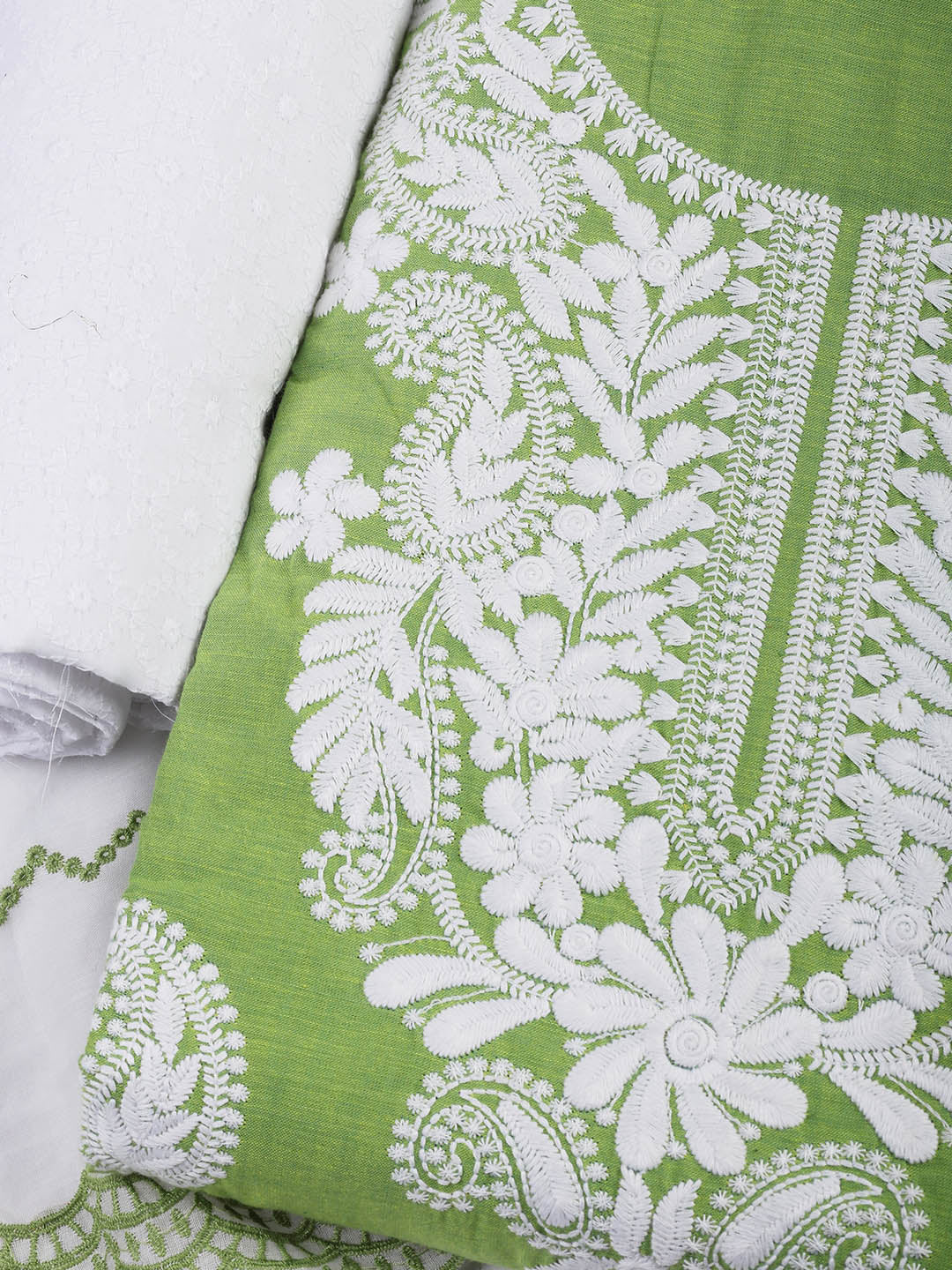 Neck Embroidered Cotton Blend Unstitched Suit With Dupatta