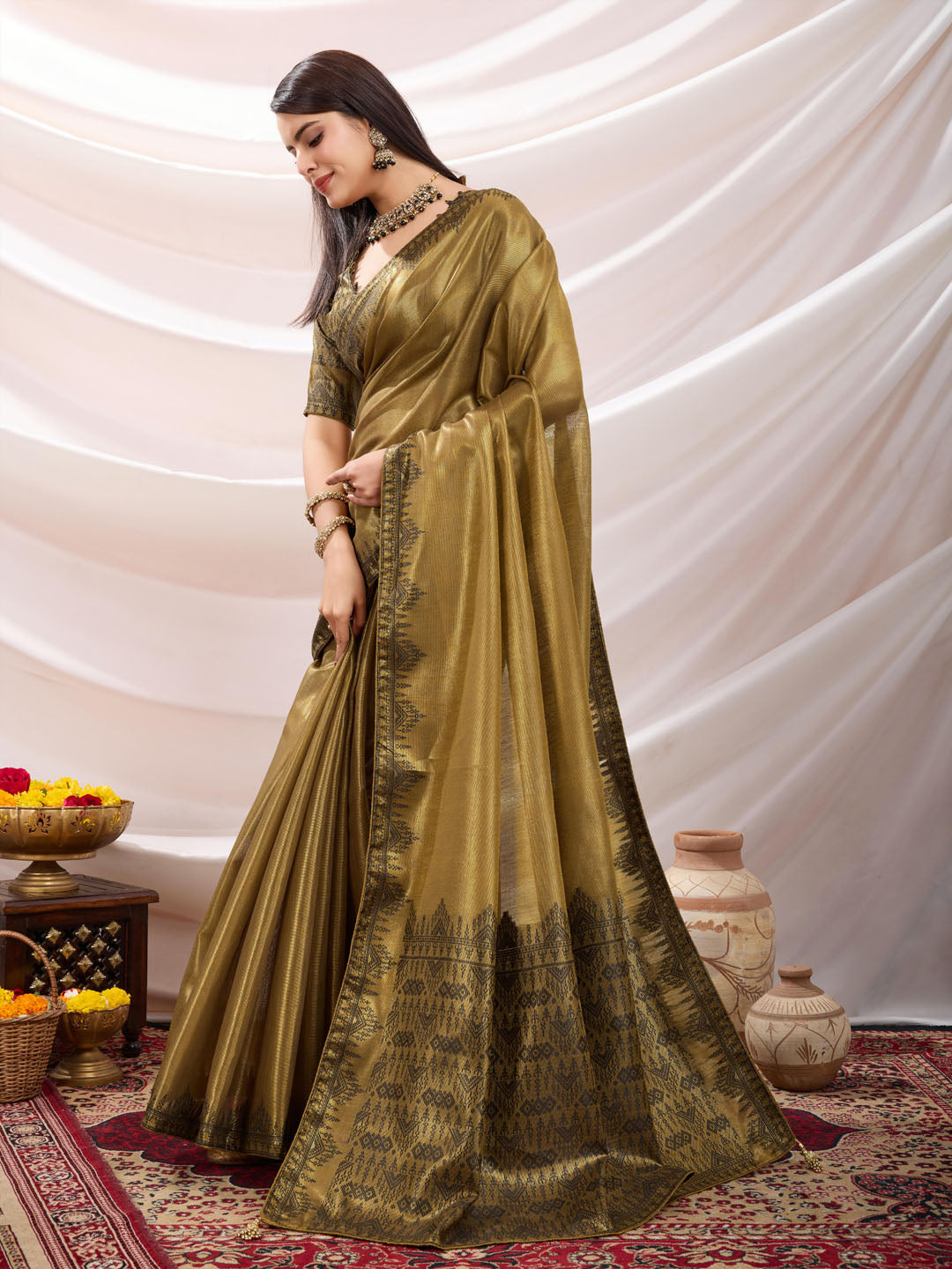 Woven Design Cotton Linen Saree