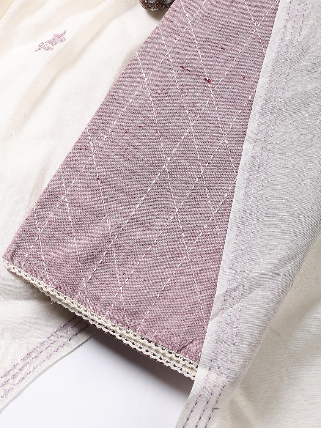 Plain Cotton Blend Unstitched Suit Piece With Dupatta