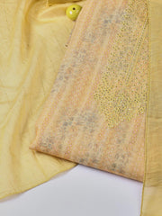 Neck Embroidery Linen Unstitched Suit With Dupatta